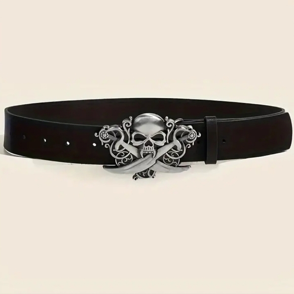 New skull pirate belt buckle and belt - Picture 3 of 5
